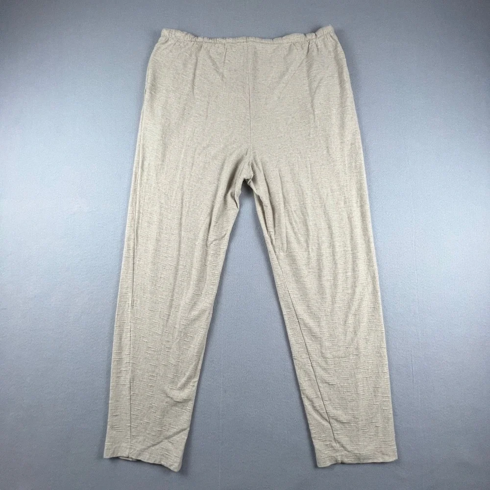 Linen Pants Womens Large Beige Cotton Ramie Drawstring Lounge Casual‎ Summer